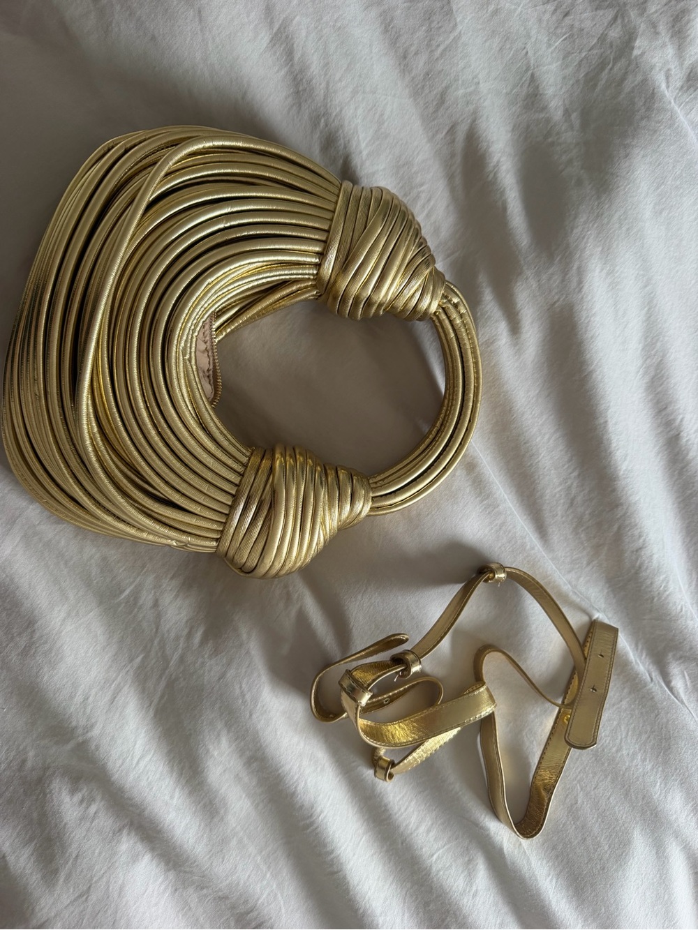Gold Wrapped Handle Evening Shoulder Bag - Unbranded